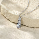 新款不规则三生石吊坠几何圆形莫桑石镶嵌个性淑女锁骨链