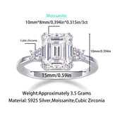 婚戒闭口公主方 纯银S925银莫桑石镀18k铂金女戒