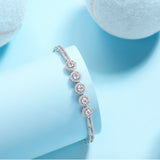 女士圆包网球手链S925纯银莫桑石电镀18k白金手链