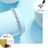 外网球手链S925纯银防过敏D色莫桑石电镀18k白金网球手链