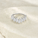 新款S925纯银马眼形莫桑石指环时尚个性戒指女款