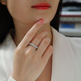 戒指嘻哈男士女士戒指 S925纯银戒指闭口半圈全莫桑戒指