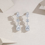 时尚风轻奢长款耳钉925純銀耳坠 热销莫桑石夸张耳坠女