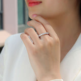 S925银个性满圈戒指莫桑石闭口纯手工制作s925银戒指女