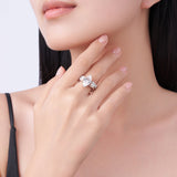 马眼切割特别款婚戒925纯银戒指镶异形莫桑石D色贵气女饰品