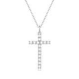 专供 s925银莫桑石十字架男女吊坠项链