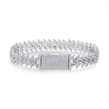 新款13mm8字形古巴链S925银满镶莫桑石嘻哈潮男女生手链