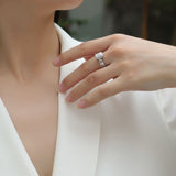 S925银八角形莫桑石指环百搭小众设计戒指女