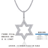 S925纯银镶嵌莫桑嘻哈吊坠个性搞怪大号夸张可穿网球链项坠