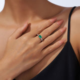 2025新款S925纯银八角形培育石祖母绿戒指小众轻奢简约时尚指环女