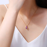 新款S925纯银水滴梨形吊坠小众简约轻奢百搭天然紫水晶项链女