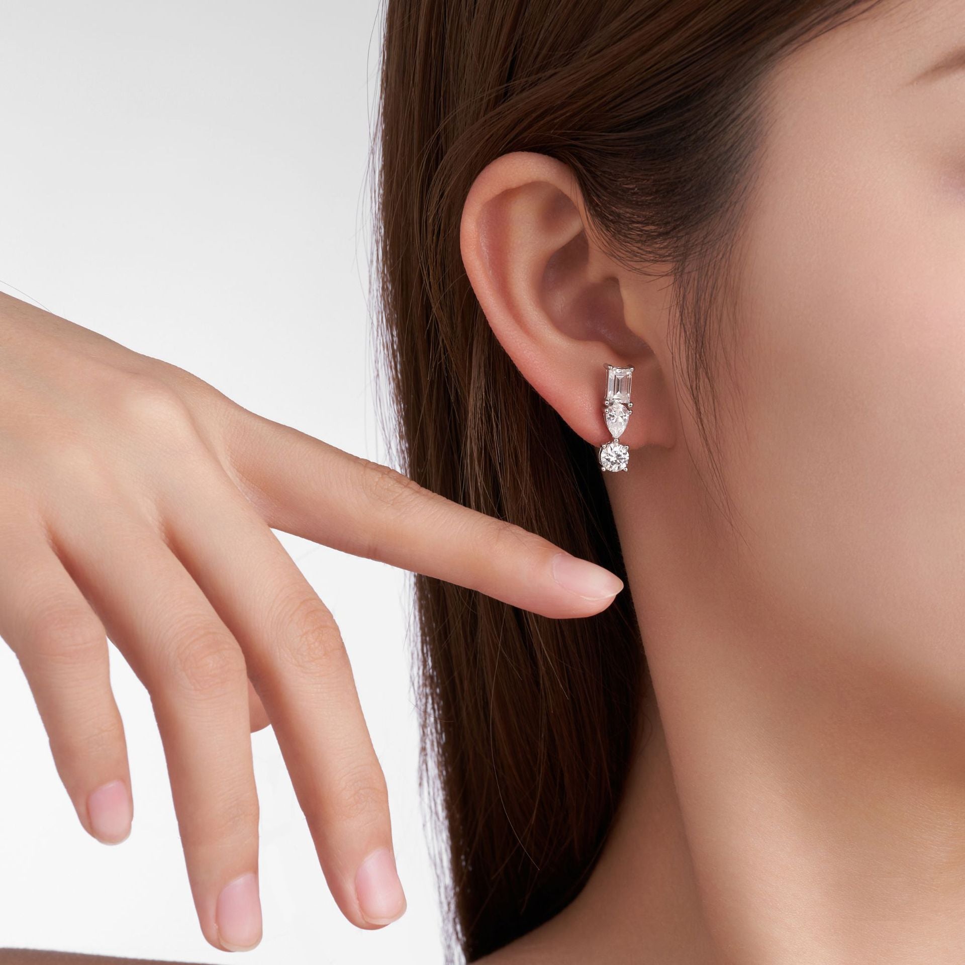 女纯银小众气质环环相扣耳坠浪漫心形水滴耳钉女