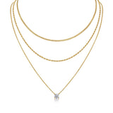 新潮流18K金色莫桑石吊坠叠戴项链s925纯银莫桑石項链吊坠