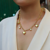 纯银轻奢气质莫桑石镀金星星月亮爱心吊坠设计双层叠戴锁骨链项链