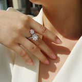 纯银925莫桑石戒指超时尚太阳花女生宴会