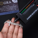 新款13mm8字形古巴链S925银满镶莫桑石嘻哈潮男女生手链