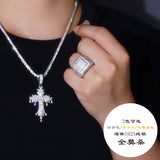 嘻哈风莫桑石男戒 925纯银夸张设计大号男士戒指全莫桑戒指