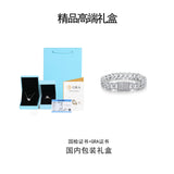 欧美跨境新款11mm双排满镶S925银莫桑石手链嘻哈个性时尚古巴链男