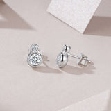 新款S925纯银莫桑石双头耳钉时尚百搭设计感耳饰品耳环女