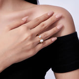 新款S925纯银镀金莫桑石戒指时尚轻奢气质复古指环女式