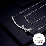 s925银莫桑石蝴蝶结个性吊坠项链