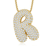 26个字母莫桑石项链925纯银夸张18K金链英文吊坠吊坠