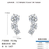 新款S925纯银莫桑石镶圆形四爪耳钉轻奢时尚个性耳饰品耳环女