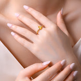 2025新款S925纯银1克拉梨形黄晶石戒指简约轻奢小众设计指环女款