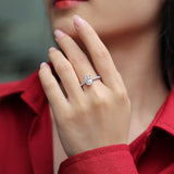 四爪莫桑石戒指S925纯银蛋形结婚戒求婚订婚女友节礼物指环