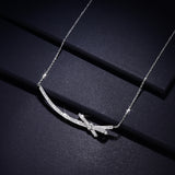 s925银莫桑石蝴蝶结个性吊坠项链