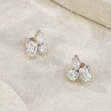 新款S925银D色莫桑石耳钉时尚百搭简约耳环女