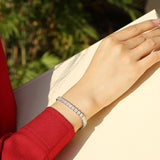 网红满镶莫桑石手链S925纯银单排网球嘻哈风手饰女