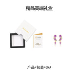 新款S925纯银紫晶石耳钉轻奢小众耳环耳饰女