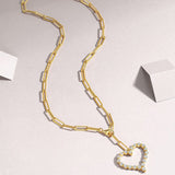 纯银叠戴莫桑石心形吊坠锁骨链电镀18K流苏吊坠项链女