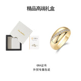 亚纯银精工戒子电镀18k金色莫桑石戒指女