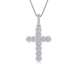 专供 s925银莫桑石十字架男女吊坠项链