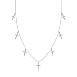 s925银莫桑石十字架吊坠项小众项链