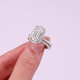 叠戴戒指7*12mm长方形925银莫桑石戒指女