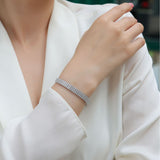 时髦个性粗链条圆形银色优雅气质满镶多排S925银莫桑石网球手链