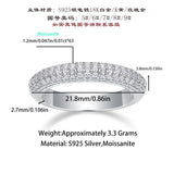 戒指嘻哈男士女士戒指 S925纯银戒指闭口半圈全莫桑戒指