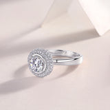 网红圆包造型戒指微镶D色莫桑石个性时尚饰婚戒