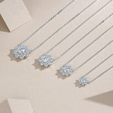 s925纯银莫桑是项链八花瓣太阳花项链女高级多拉项链吊坠女