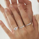 热销S925银闭口戒指3色莫桑石叠戴婚戒套戒