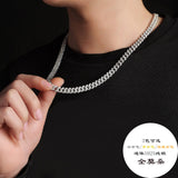 古巴链 s925银D色莫桑石K白/K黄8mm古巴项链