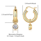 SHEIN耳坠 S925银镀18k黄莫桑石耳饰品