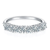 新款热销风S925纯银镶白金莫桑石排戒经典简约款戒指女款