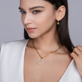 纯银叠戴莫桑石心形吊坠锁骨链电镀18K流苏吊坠项链女