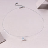 莫桑石18K白金隐形鱼线水滴吊坠锁骨链简约人鱼之泪项链女