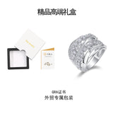 嘻哈夸张婚戒S925银莫桑石镀18k金时尚女戒