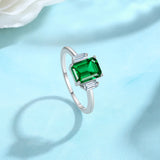 新款S925纯银经典三石款培育祖母绿戒指简约时尚培育彩宝